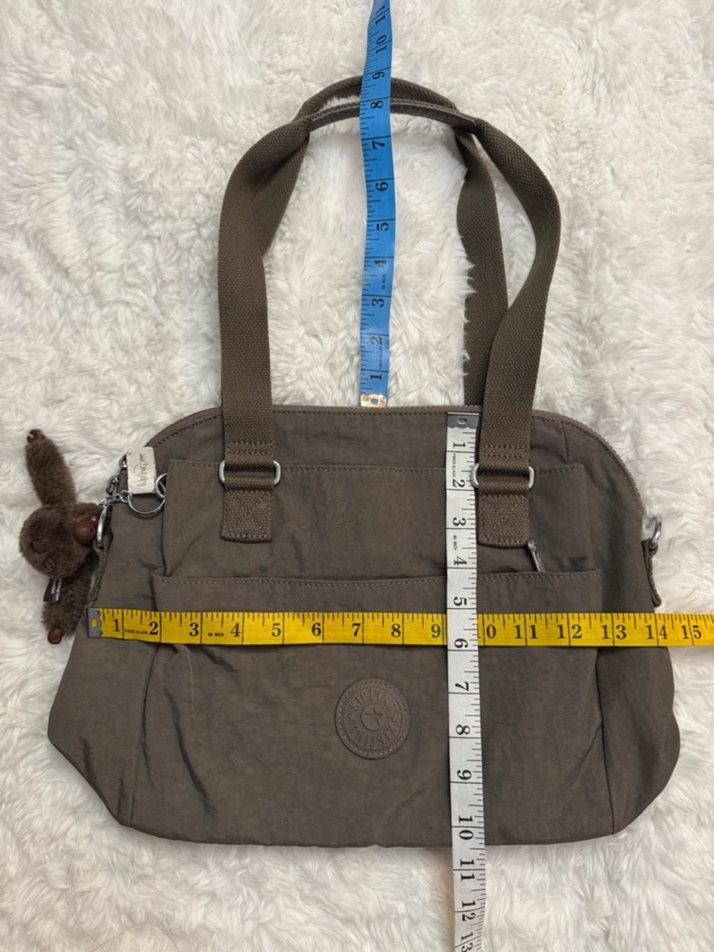 Kipling Taupe Everyday Nylon Tote with Monkey Charm - Picture 13 of 16